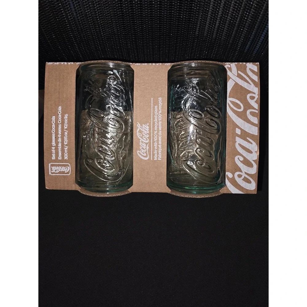 Coca-Cola Recycled Glass Can Shaped Drinking Glasses Set of 4 10.1oz Spain